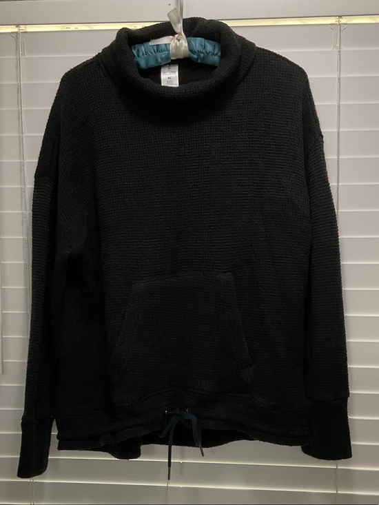 Makers Mark Sweaters - Women's Black Cowl Neck Knit Sweater with Kangaroo Pocket